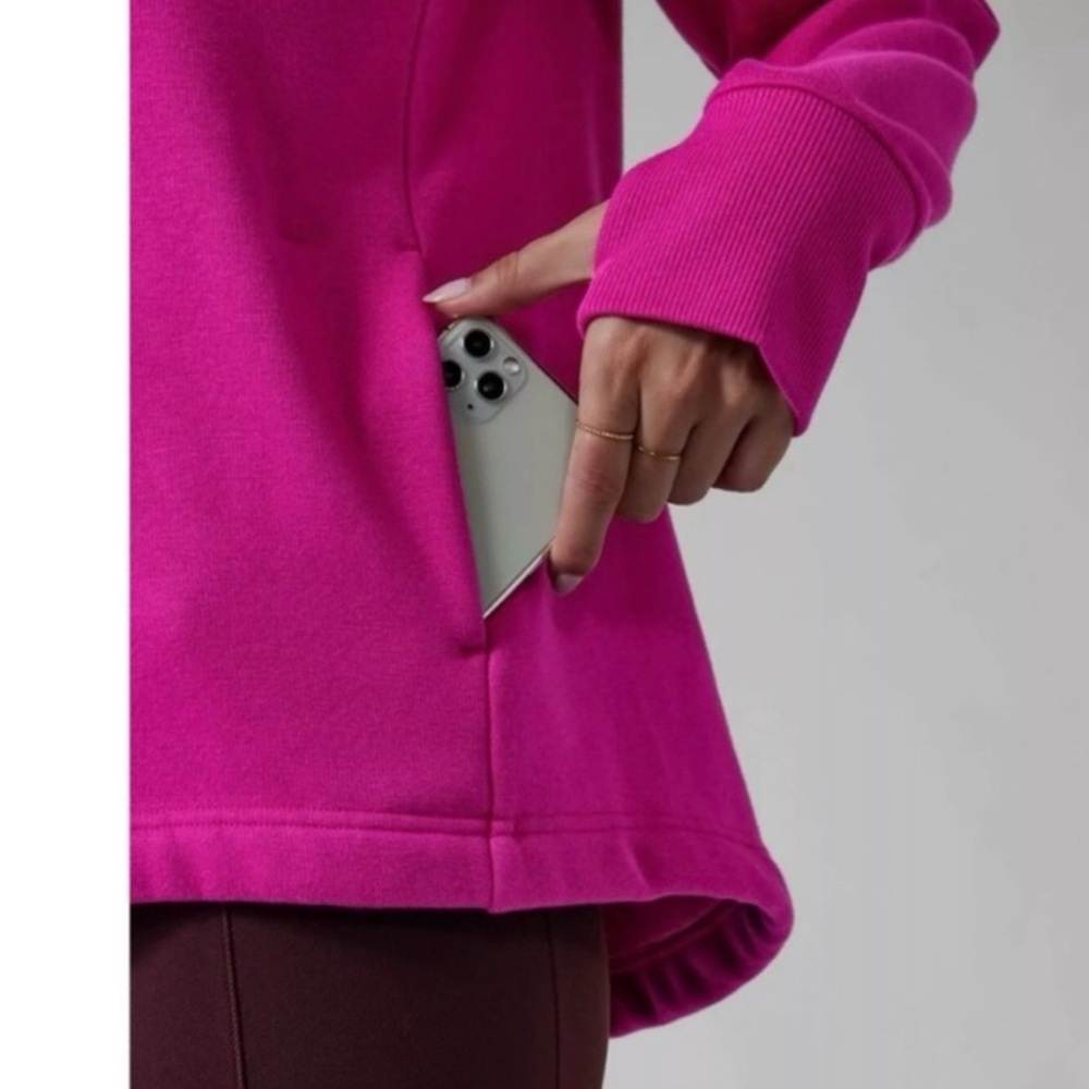 Athleta Cozy Karma 1/4 Zip Pullover Plush Fleece Bright Fuschia Hot Pink Small - Picture 13 of 14